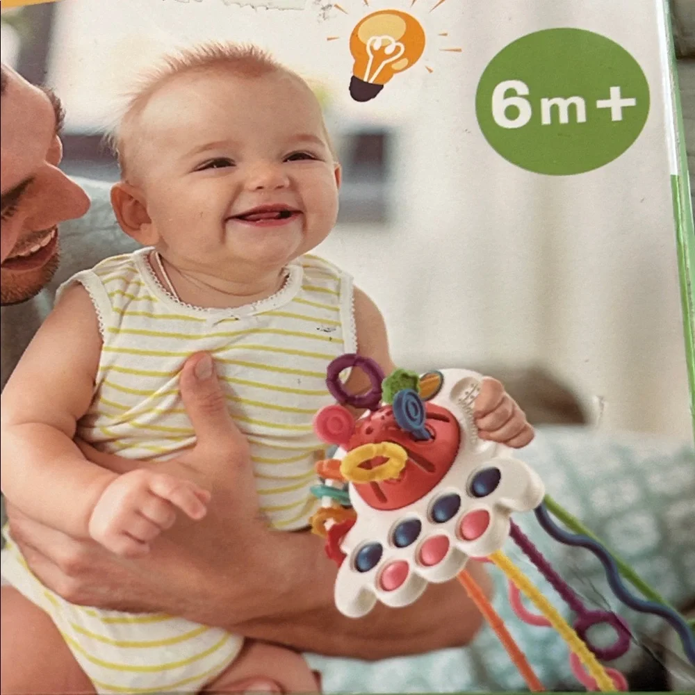 Montessori Toddler Baby Silicone Pull String Sensory Learning Activity Toy Gift
